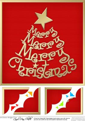 8 x 8 Merry Christmas Tree Scalloped Corner Topper