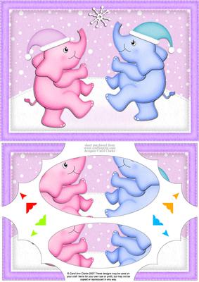 A5 Xmas Elephant Scallop Corners and Pyramage