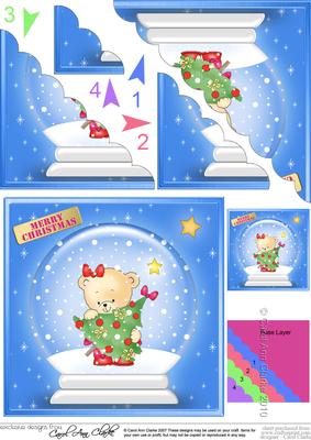Rosie's Xmas Tree Snowglobe Scallop Corner Side Stacker