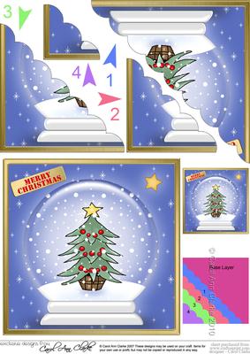 Xmas Tree Snowglobe Scallop Corner Side Stacker