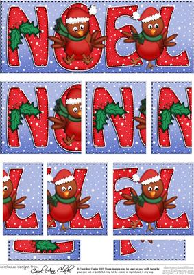 Christmas Noel with Robins Dl Side Stacker Topper