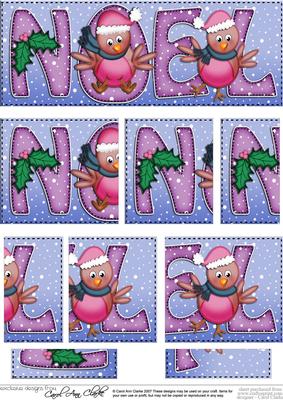 Christmas Noel with Robins Dl Side Stacker Topper