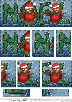 Christmas Noel with Robins Dl Side Stacker Topper