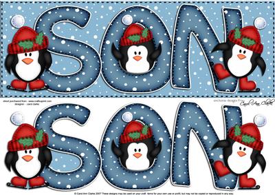 Large Dl Xmas Son with Penguins Quick Card N Decoupage