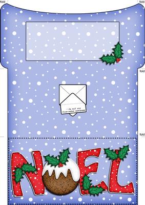 Xmas Noel with Puddings Money or Gift Wallet and Card