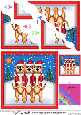 Xmas Meerkats Wavy Corner Side Stacker Topper