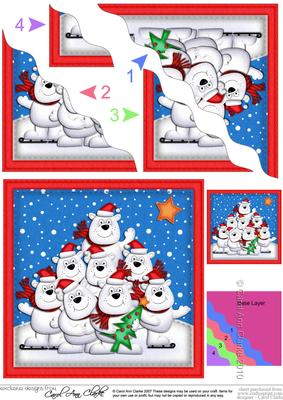Xmas Polar Bears Wavy Corner Side Stacker Topper