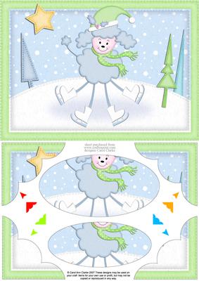 A5 Xmas Poodle Scallop Corners and Pyramage