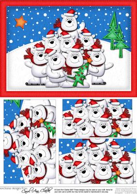 A5 Xmas Polar Bears Pyramage Topper