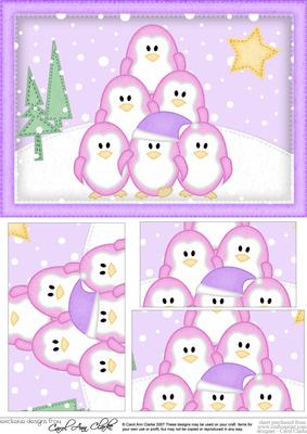 A5 Xmas Penguins Pyramage Topper