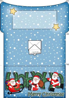 Xmas Hohoho Santa Money or Gift Wallet and Card