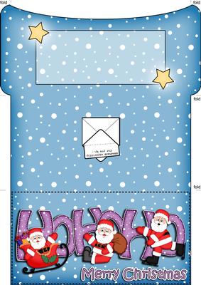 Xmas Hohoho Santa Money or Gift Wallet and Card