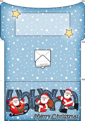 Xmas Hohoho Santa Money or Gift Wallet and Card