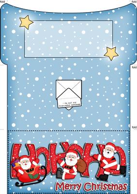 Xmas Hohoho Santa Money or Gift Wallet and Card