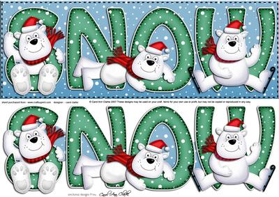 Large Dl Xmas Snow Ben Polar Bear Quick Card N 3D Decoupage