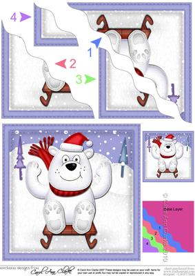 Xmas Sledging Polar Bear Wavy Corner Side Stacker