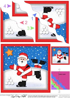 Xmas Skating Santa Wavy Corner Side Stacker