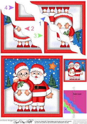 Xmas Santa N Mrs Claus Wavy Corner Side Stacker