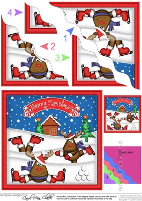 Xmas Rudolph Wavy Corner Side Stacker Topper