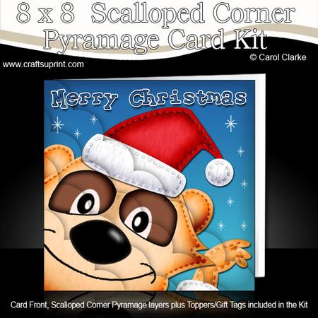 8 x 8 Meerkat Fun Novelty Xmas Card Kit N Scalloped Corners