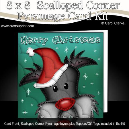 8 x 8 Scotty Dog Fun Novelty Xmas Card Kit Scalloped Corners
