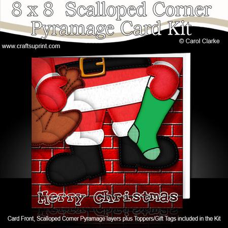 8 x 8 Santa Fun Novelty Xmas Card Kit Scalloped Corners