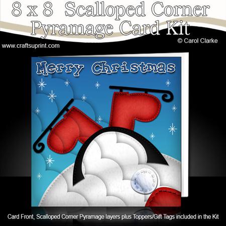 8x8 Oops Penguin Fun Novelty Xmas Card Kit Scalloped Corners