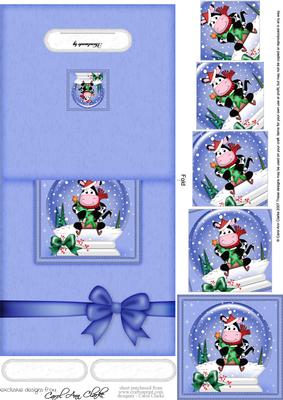 Xmas Milly Moo Cow Snowglobe No-hole Over the Edge