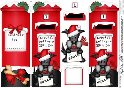 Xmas Hamish Postbox Shaped Card N 3D Decoupage