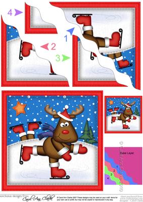 Xmas Rudolph Wavy Corner Side Stacker Topper