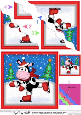 Xmas Milly Moo Cow Wavy Corner Side Stacker Topper