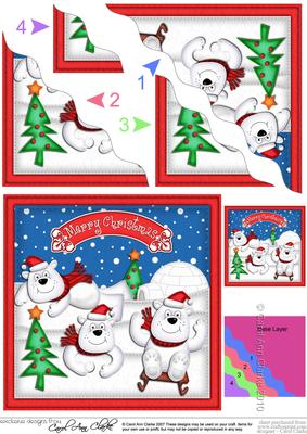 Xmas Polar Bears Wavy Corner Side Stacker Topper