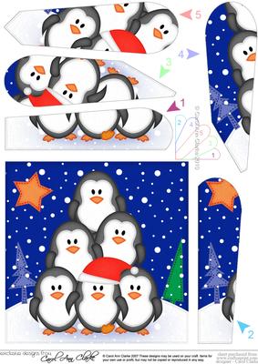 Christmas Penguins Tree Felties Fan Pyramage Topper