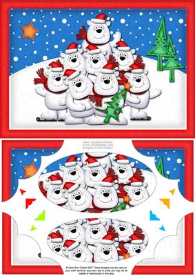 A5 Xmas Polar Bears Scallop Corners and Pyramage