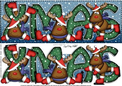 Large Dl Xmas Rudolph Quick Card with 3D Decoupage