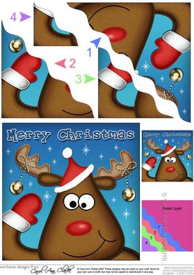 Rudolph Fun Novelty Wavy Corner Side Stacker Topper