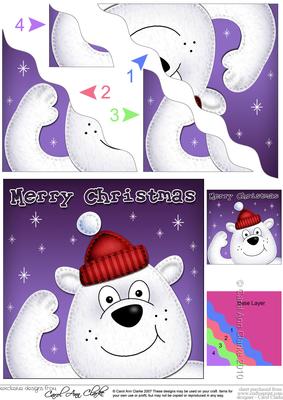 Xmas Polar Bear Fun Novelty Wavy Corner Side Stacker Topper