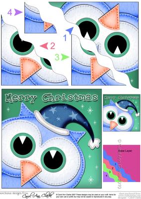 Xmas Little Hoot Fun Novelty Wavy Corner Side Stacker Topper