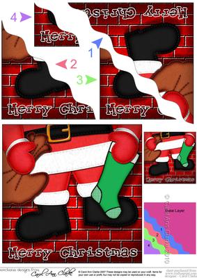 Xmas Santa Stuck Fun Novelty Wavy Corner Side Stacker Topper