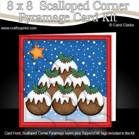 8 x 8 Xmas Puddings Kit N Scalloped Corners