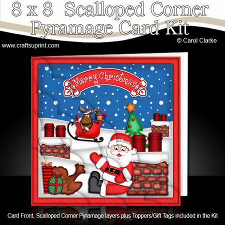 8 x 8 Xmas Rooftop Santa Kit N Scalloped Corners