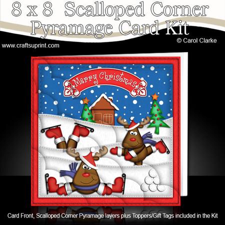 8 x 8 Xmas Rudolph Kit N Scalloped Corners