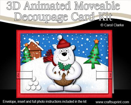 3D Ben's Xmas Pudding Animated Moveable Decoupage Card Kit