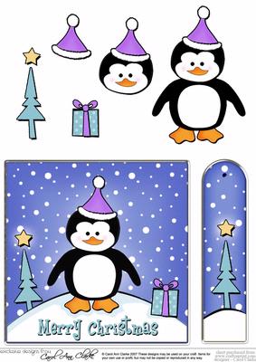 Cheeky Xmas Penguin Quick Card with Decoupage