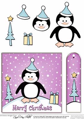 Cheeky Xmas Penguin Quick Card with Decoupage