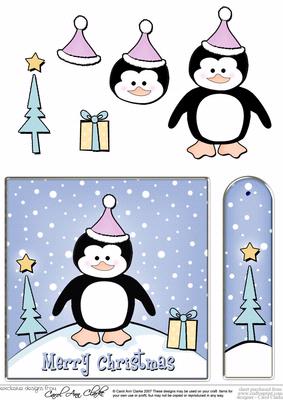 Cheeky Xmas Penguin Quick Card with Decoupage