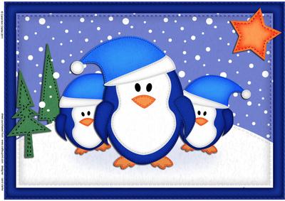 A4 Xmas Penguins Felties Card Topper