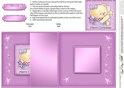 Hunney Bear Rosie has a Christmas Star -  No-Hole Fold Back Card