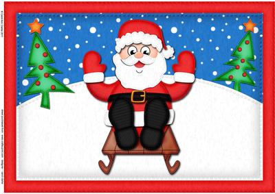 A4 Xmas Sledging Santa Felties Card Topper