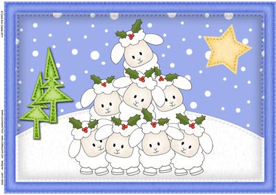 A4 Xmas Little Lambs Felties Card Topper